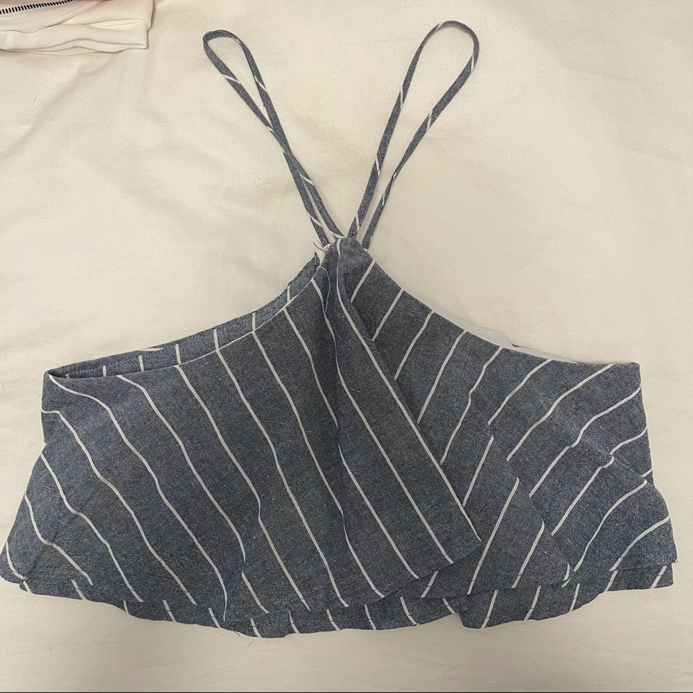 Blue and White, cropped halter top